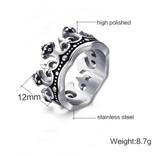 Sally Shop High Quality Men's Ring Black Royal King Crown Cross Vintage Rings Jewelry Domineering