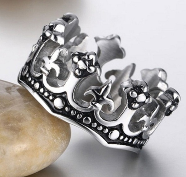 Sally Shop High Quality Men's Ring Black Royal King Crown Cross Vintage Rings Jewelry Domineering