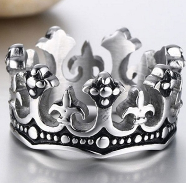 Sally Shop High Quality Men's Ring Black Royal King Crown Cross Vintage Rings Jewelry Domineering