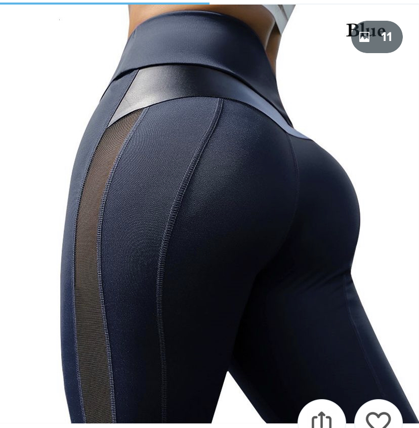 Fashion Women's Stretchy Mesh &amp; Leather Patchwork High Waist Tummy Control Sport Yoga Running Pants