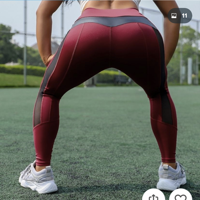 Fashion Women's Stretchy Mesh &amp; Leather Patchwork High Waist Tummy Control Sport Yoga Running Pants