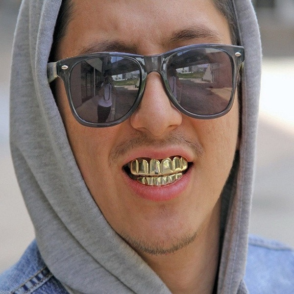 1pcs/2pcs New Unisex 18K Hip Hop Teeth Grillz Set Top Bottom Mouth Teeth Grills Fashion Removable