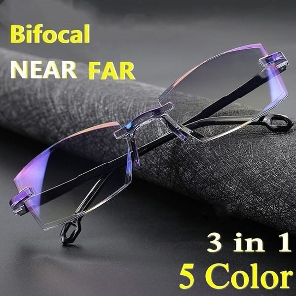 Rimless Diamond-cut Reading Glasses Anti-blue Light and Blue Film Integrated for Women Men Full