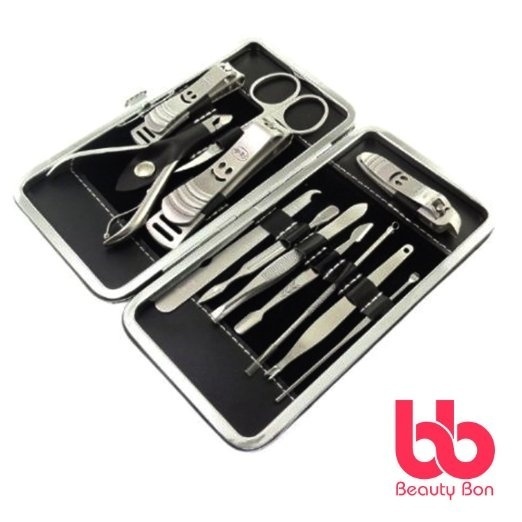 Manicure, predicure kit, personal nail clippers set of 12, steel manicure tools kit with case by