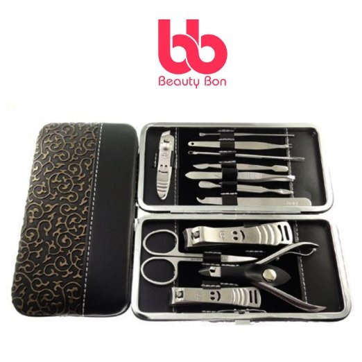 Manicure, predicure kit, personal nail clippers set of 12, steel manicure tools kit with case by