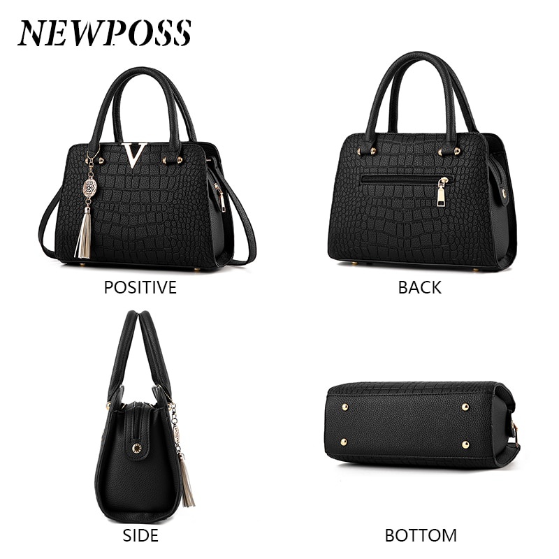 Fashion Women Handbags Tassel PU Leather Totes Bag Top-Bag Shoulder Bag Lady Style Crocodile pattern