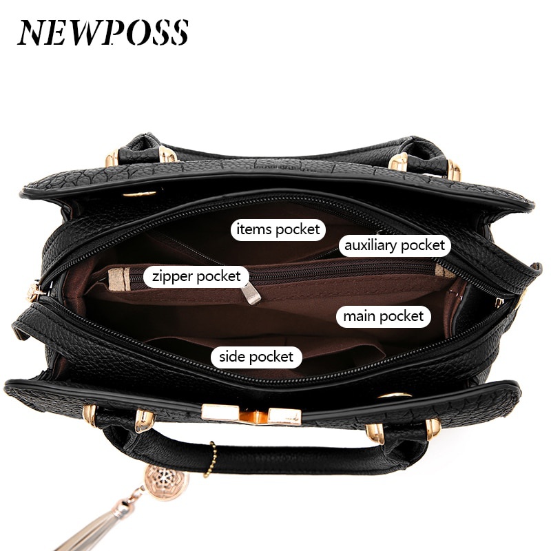 Fashion Women Handbags Tassel PU Leather Totes Bag Top-Bag Shoulder Bag Lady Style Crocodile pattern