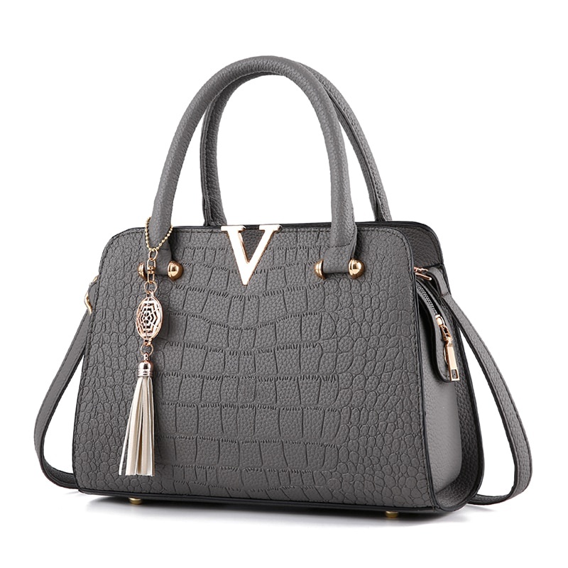 Fashion Women Handbags Tassel PU Leather Totes Bag Top-Bag Shoulder Bag Lady Style Crocodile pattern