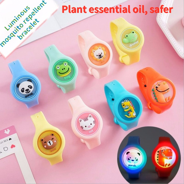 Summer outdoor flashing cartoon mosquito repellent bracelet silicone luminous student and chil watch