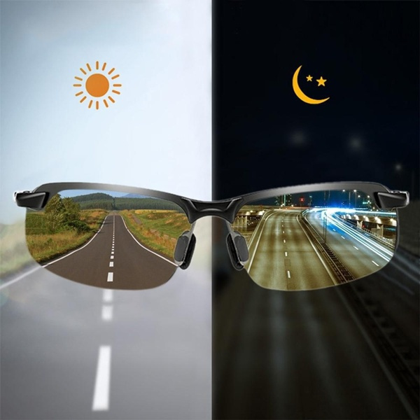 Polarized Photochromic Sunglasses Men's UV400 Drive Transition Lens Day and Night Driving Driving