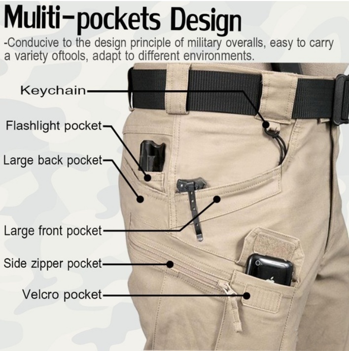 Men&apos;s Waterproof Outdoor Tactical Trousers Multi-pocket Breathable Work Pants Cargo Pants