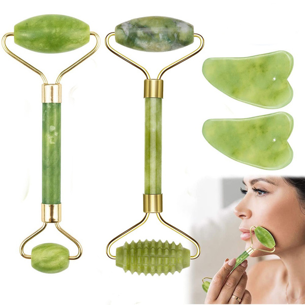 Facial Jade Roller Eyes Massage Kits Skin Roller Face Gua Sha Tool for Face Eye Neck Body Massage