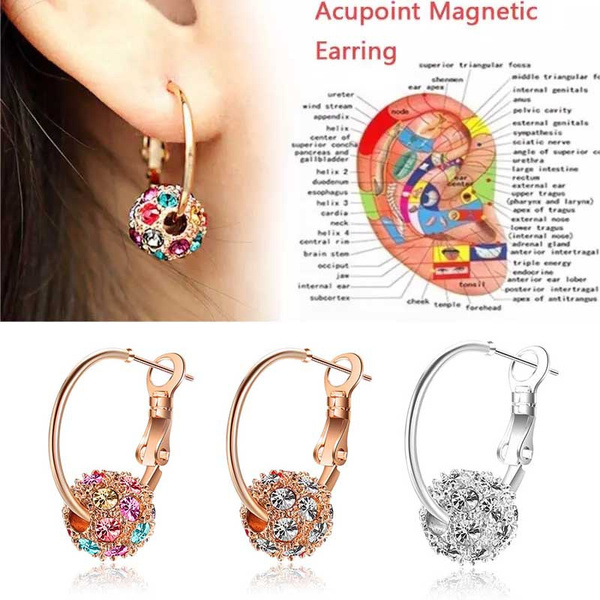1 Pair Magnetic Slimming Earrings Lose Weight Body Relaxation Massage Slim Ear Studs Patch Health Jewelry Girls Women Best Gift