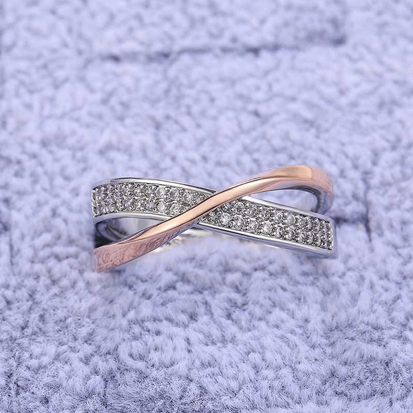 Fashion Micro Magnetic Slimming Ring 925 Sterling Silver White Sapphire Cross Rose Gold Ring Diamond Ring Women's Fat Burning Magnetic Thera