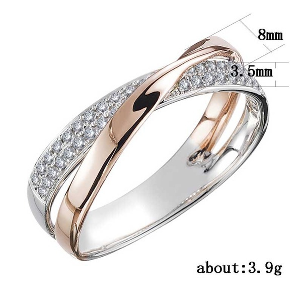 Fashion Micro Magnetic Slimming Ring 925 Sterling Silver White Sapphire Cross Rose Gold Ring Diamond Ring Women's Fat Burning Magnetic Thera