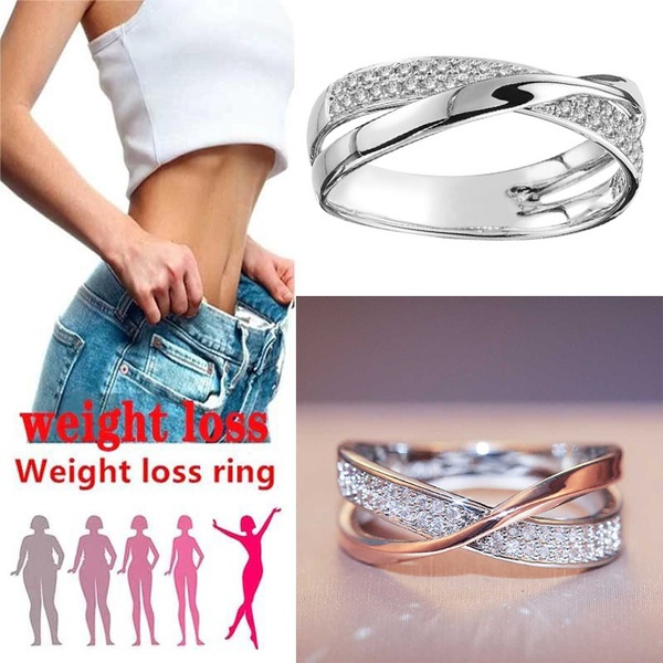 Fashion Micro Magnetic Slimming Ring 925 Sterling Silver White Sapphire Cross Rose Gold Ring Diamond Ring Women's Fat Burning Magnetic Thera