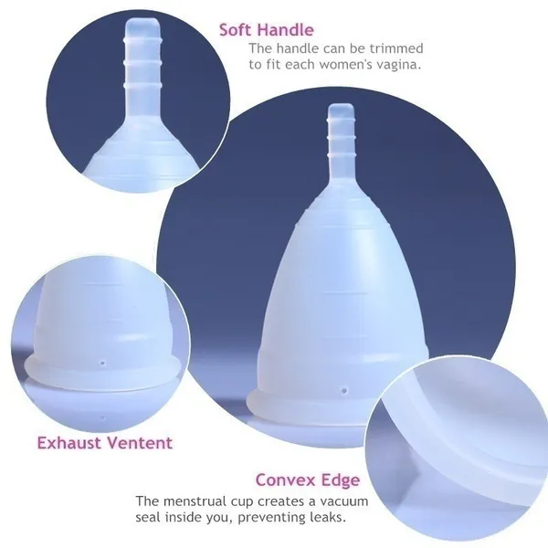 2Pcs Copas Mestruales Menstrual Cup Female Women Menstruatie Cup Medical Grade Silicone Feminine Hygiene Coletor Menstrual Heath Care Tool