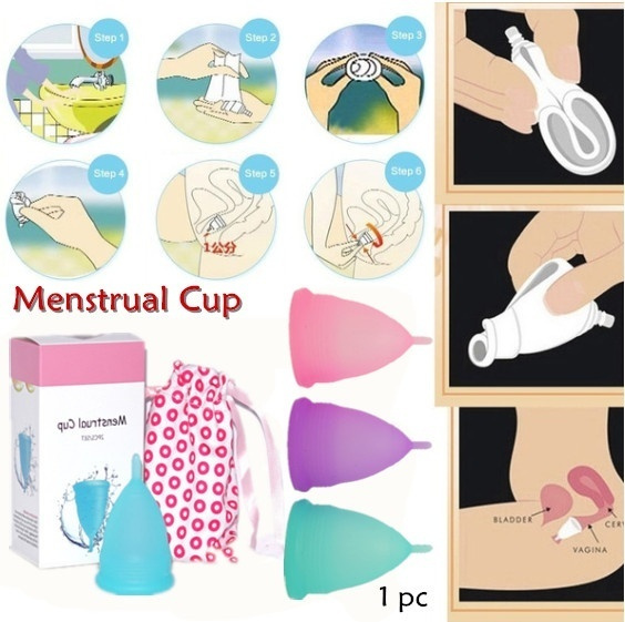 2pcs Silicone Menstrual Cup No Leak Safe Comfortable Women Menstrual Cup Reusable Soft Menstrual Period Cup
