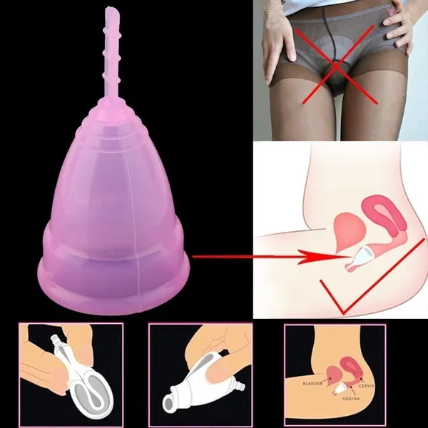 2pcs Silicone Menstrual Cup No Leak Safe Comfortable Women Menstrual Cup Reusable Soft Menstrual Period Cup
