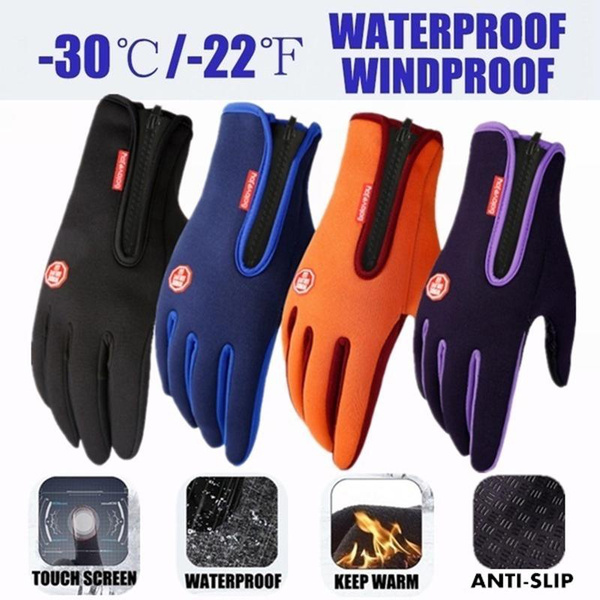 Winter Gloves For Men Waterproof Windproof Cold Gloves Snowboard Motorcycle Riding Driving Warm Touchscreen Zipper Glove