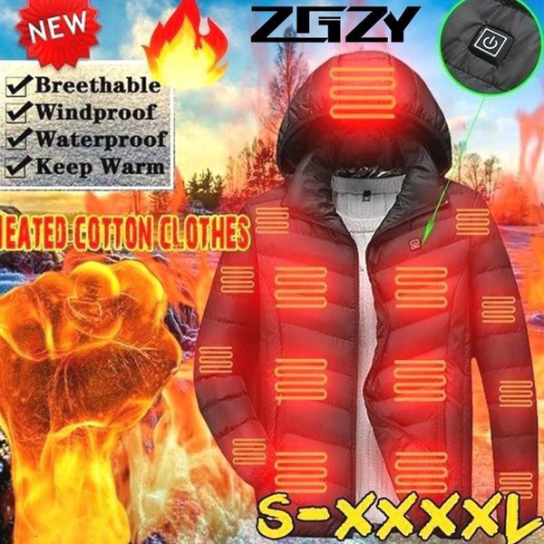Newly Upgraded Men's Winter Cold-proof Heating Electric Hot Cotton Clothes Hooded USB Jacket Dual Control TemperatureS-4XL