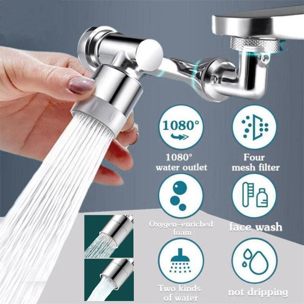 1080° Rotating Swivel Robotic Arm Swivel Extension Sink Faucet Aerator Dual Function Kitchen Faucet Aerator Bathroom Faucet Mounted