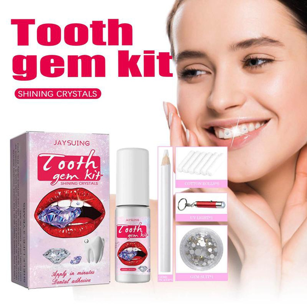 Tooth Gem Set White Dental Jewelry Beautiful Easy To Remove Easy To Install Sturdy Diy Tooth Gem Set With Curing Light And Glue