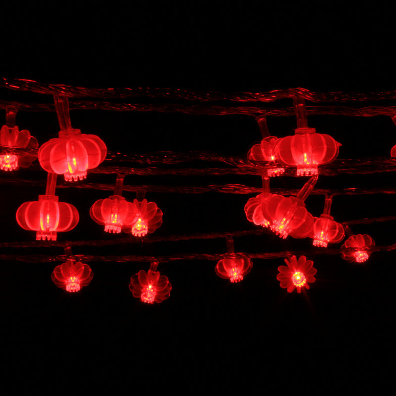100 LED Chinese Style Red Lantern String Lights for China New Year Spring Festival