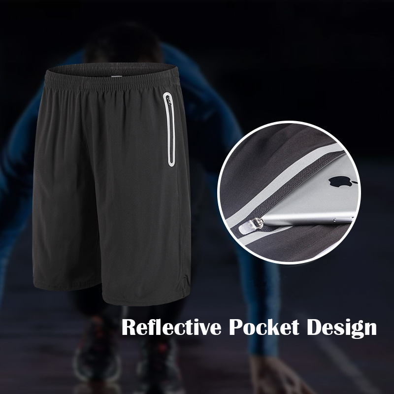 Mens Inseam Workout Shorts Elastic Waist Drawstring Summer Casual Short Pants Zipper Pockets