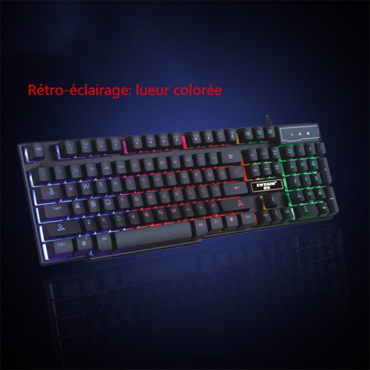 Keyboard Mechanical Suspension key cap tri-color keyboard backlit computer gaming keyboard black / C