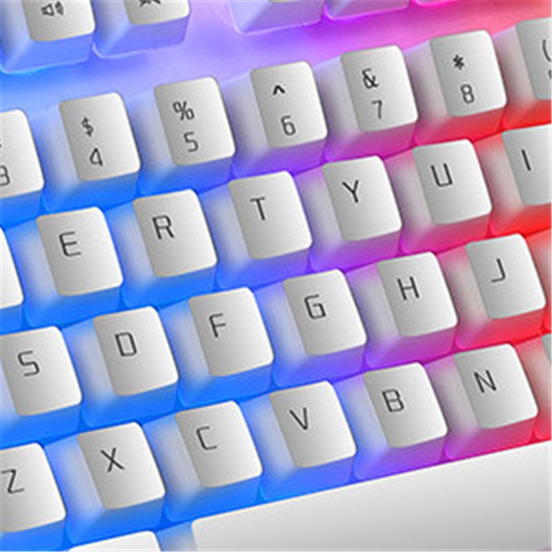 Keyboard Mouse-GX50 Mechanical Hover Key Cap Tricolor Backlit Keyboard Computer Rainbow Game - White