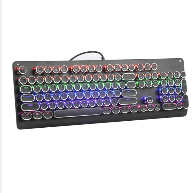 Mechanical keyboard - round key KOF K600 full key conflict free backlit plug-in gaming dust and water resistant gaming green shaft - black