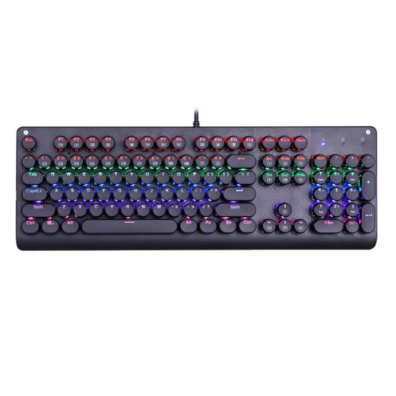 Mechanical keyboard - round key KOF K600 full key conflict free backlit plug-in gaming dust and water resistant gaming green shaft - black