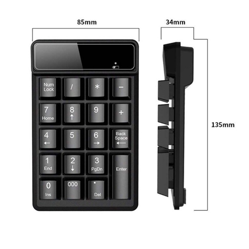 Wireless Numeric Keypad-Waterproof Secure Encryption 2.4G Small Keyboard Finance Bank-Black