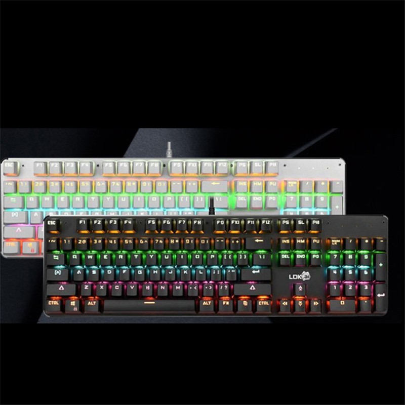 Keyboard-104 Keys G2000 Mechanical Keyboard Colorful Backlit Green Shaft Internet Cafe Gaming USB Computer Waterproof Custom-white