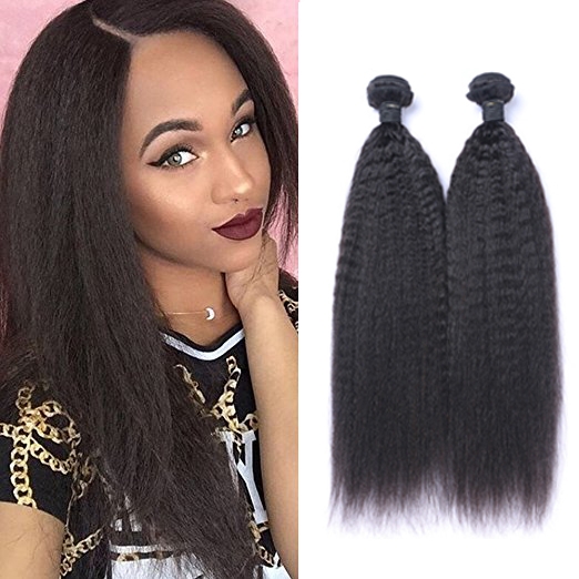 2bundle 8a Indian Kinky Straight Human Hair Weave Double Wefts