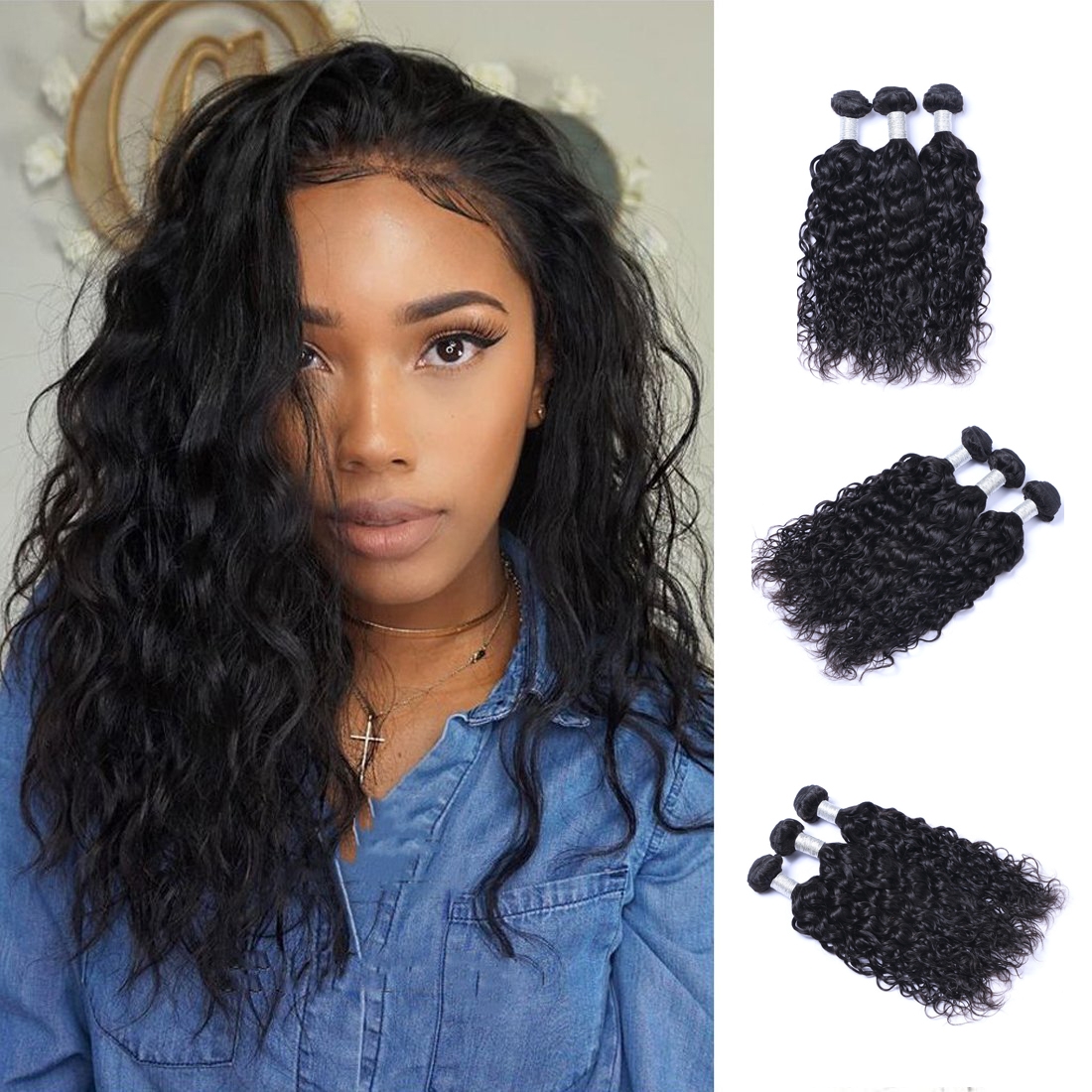 3 bundles 8a brazilian natural wave human hair double wefts 100g
