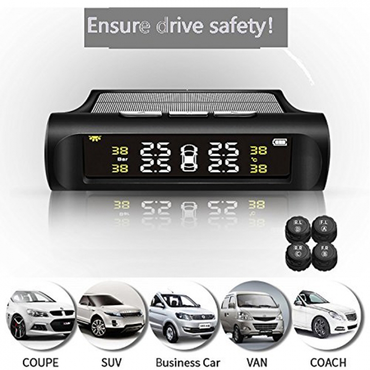 Wireless Tire Pressure Monitoring System With the car starts automatically LCD Display