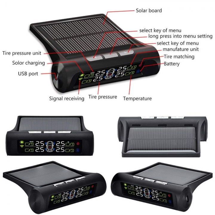 Wireless Tire Pressure Monitoring System With the car starts automatically LCD Display