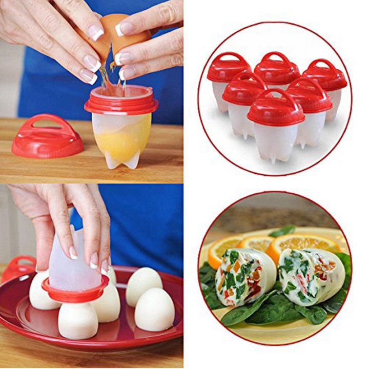 6 pcs Silicone Egg Cooker makes Hard&amp;Soft boiled eggs, BPA Free, No Shell,AS SEEN ON TV