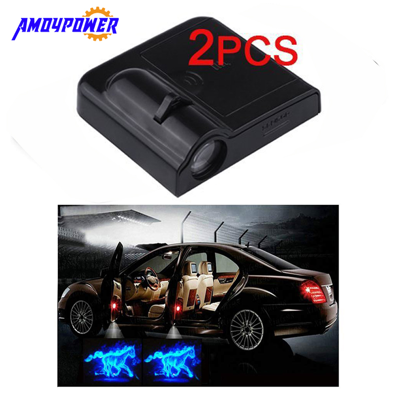 2pcs Wireless Laser Projector Car Door Step Courtesy Welcome Lights car logo and patterns