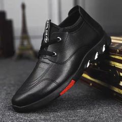 Men's Casual Leather Shoes Soft bottom Sneakers Athletic Comfortable Ventilation Valentine's Day Lover gift Black 44 leather