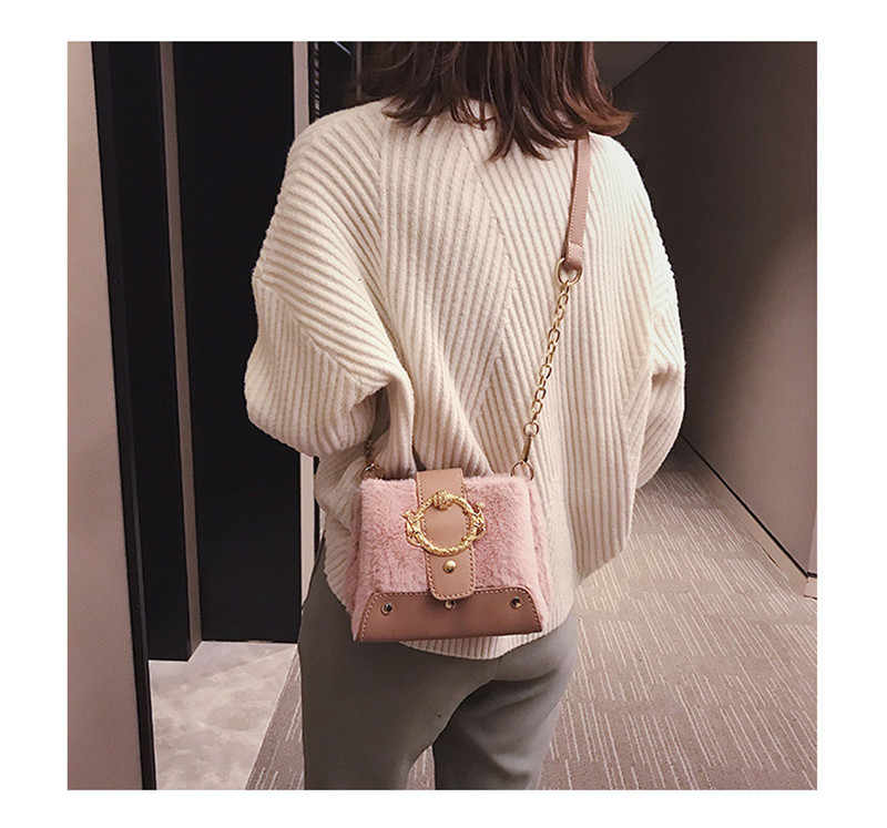 MONDAY Fur Handbag Fashion Women's Bags Hasp Ladies Shoulder Bag Small Crossbody Bucket Bag red 17*15*11cm 8