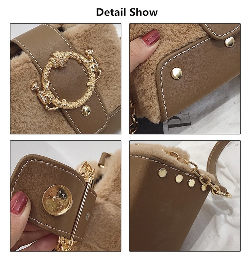 MONDAY Fur Handbag Fashion Women's Bags Hasp Ladies Shoulder Bag Small Crossbody Bucket Bag red 17*15*11cm 5