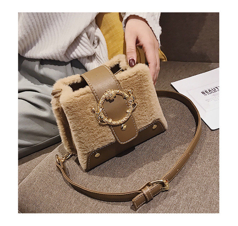 MONDAY Fur Handbag Fashion Women's Bags Hasp Ladies Shoulder Bag Small Crossbody Bucket Bag red 17*15*11cm 7