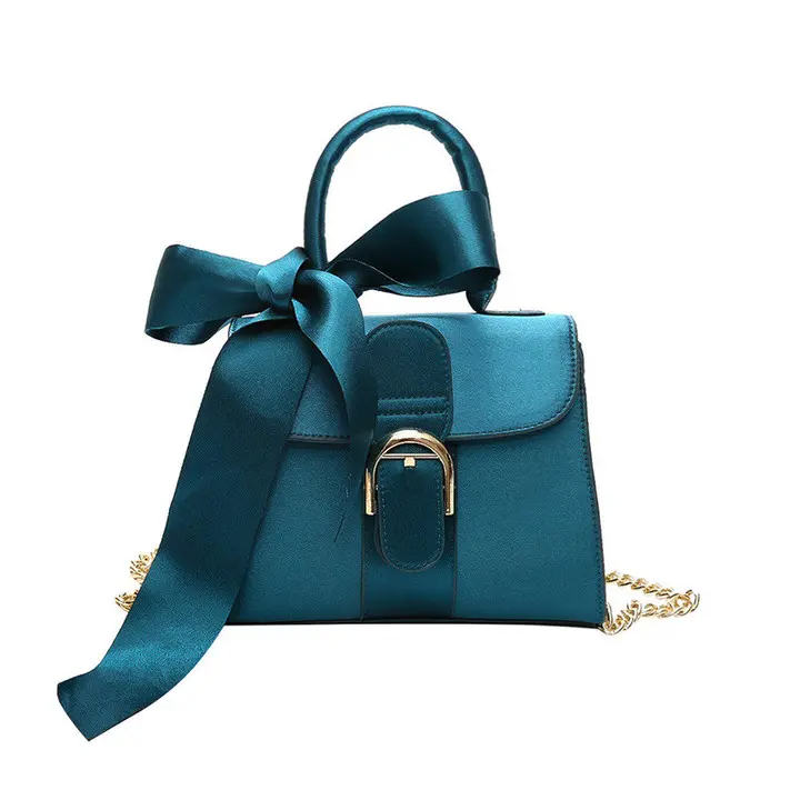 Silk Bowknot Handbag Solid PU Leather Women's Bags Ladies Shoulder Crossbody Bag Tote Bag Fast Delivery