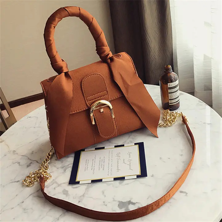 Silk Bowknot Handbag Solid PU Leather Women's Bags Ladies Shoulder Crossbody Bag Tote Bag Fast Delivery