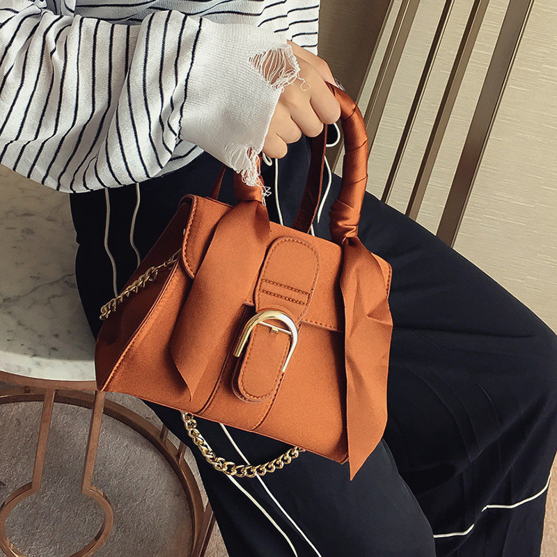Silk Bowknot Handbag Solid PU Leather Women's Bags Ladies Shoulder Crossbody Bag Tote Bag Fast Delivery