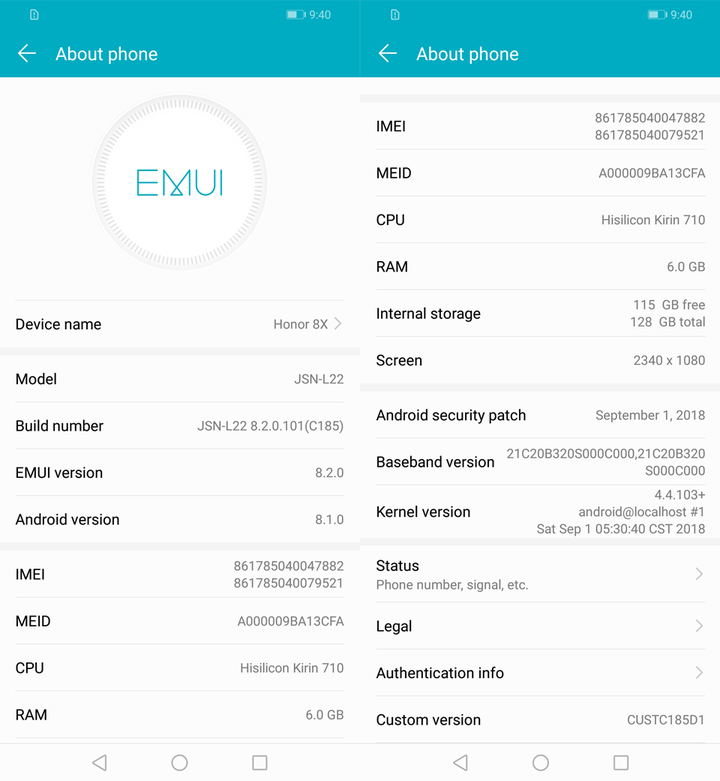 uawei Honor 8X MobilePhone 6.5 inch Screen 3750mAh Battery Android 8.2