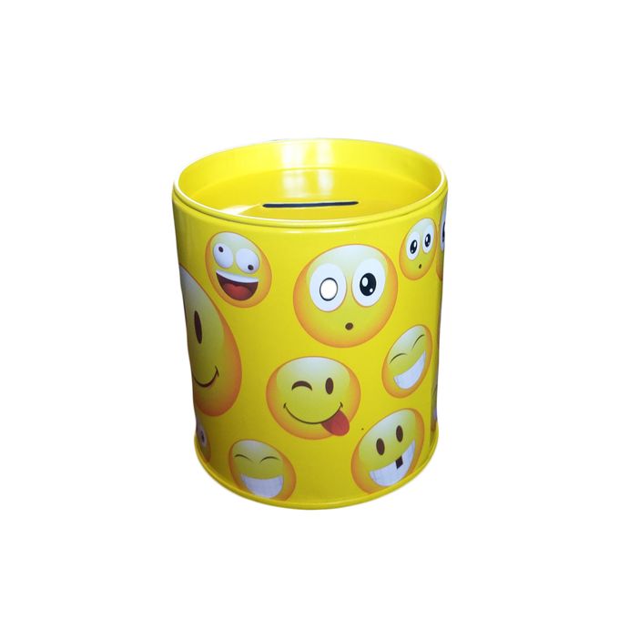 Emoji Piggy Bank Coin Money Savings Container Tin Box